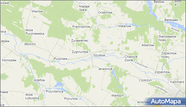 mapa Szydłów gmina Lutomiersk, Szydłów gmina Lutomiersk na mapie Targeo