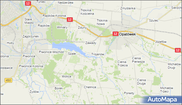 mapa Trojanów gmina Opatówek, Trojanów gmina Opatówek na mapie Targeo