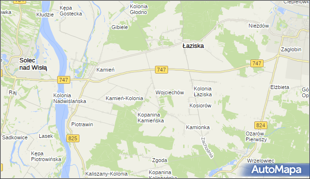 mapa Wojciechów gmina Łaziska, Wojciechów gmina Łaziska na mapie Targeo