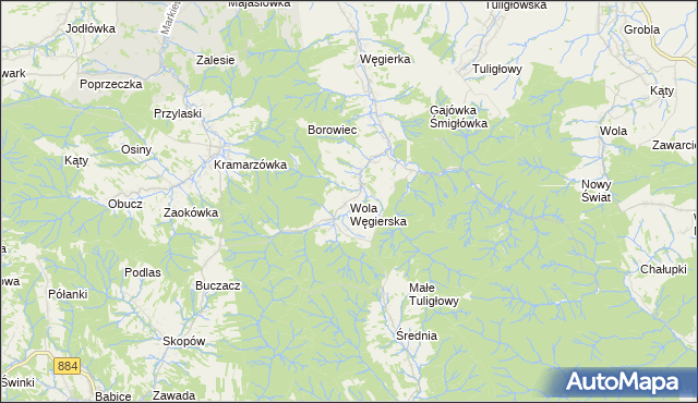 mapa Wola Węgierska, Wola Węgierska na mapie Targeo