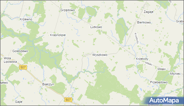 mapa Wyszkowo gmina Lelkowo, Wyszkowo gmina Lelkowo na mapie Targeo