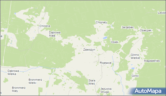 mapa Zawiszyn gmina Rojewo, Zawiszyn gmina Rojewo na mapie Targeo
