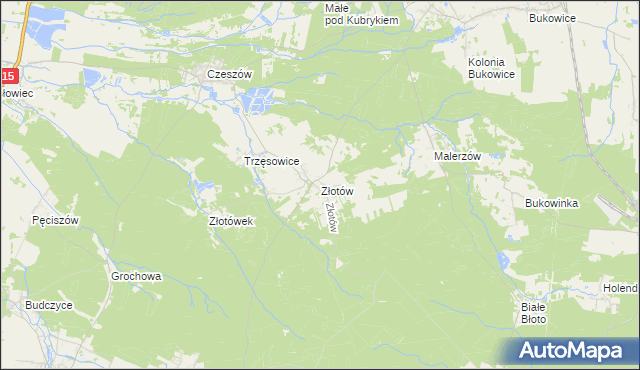 mapa Złotów gmina Zawonia, Złotów gmina Zawonia na mapie Targeo