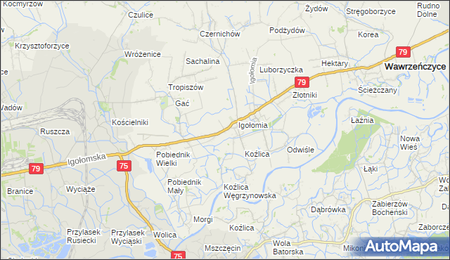 mapa Zofipole gmina Igołomia-Wawrzeńczyce, Zofipole gmina Igołomia-Wawrzeńczyce na mapie Targeo