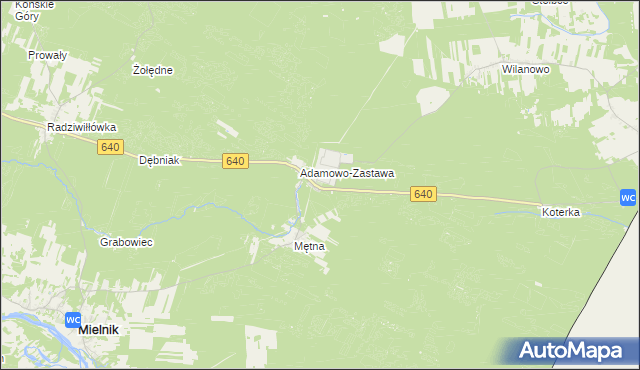 mapa Adamowo gmina Mielnik, Adamowo gmina Mielnik na mapie Targeo