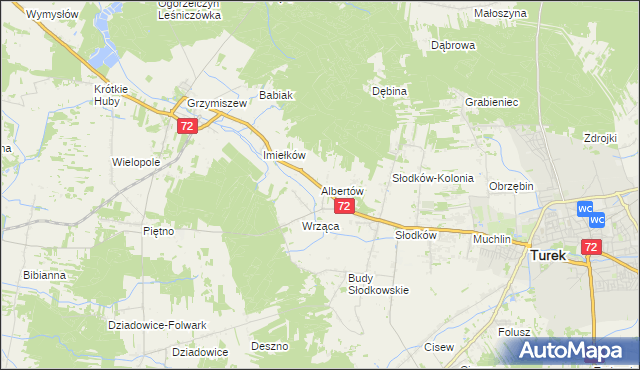 mapa Albertów gmina Turek, Albertów gmina Turek na mapie Targeo