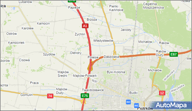 mapa Bąkowiec gmina Grabica, Bąkowiec gmina Grabica na mapie Targeo