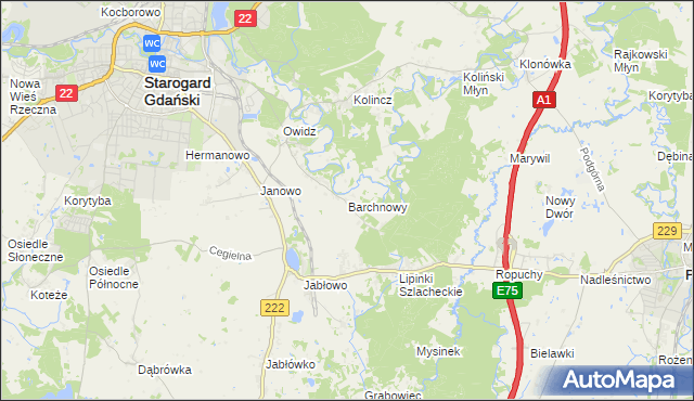 mapa Barchnowy, Barchnowy na mapie Targeo