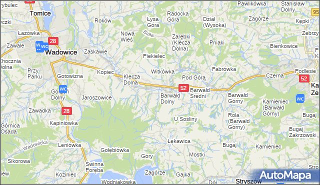 mapa Barwałd Dolny, Barwałd Dolny na mapie Targeo