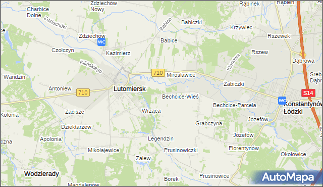 mapa Bechcice-Wieś, Bechcice-Wieś na mapie Targeo