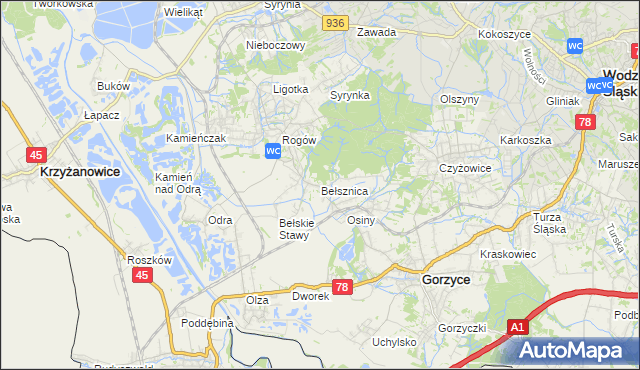 mapa Bełsznica, Bełsznica na mapie Targeo