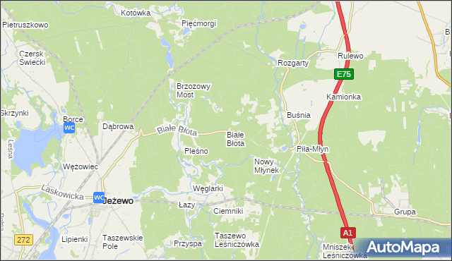 mapa Białe Błota gmina Jeżewo, Białe Błota gmina Jeżewo na mapie Targeo