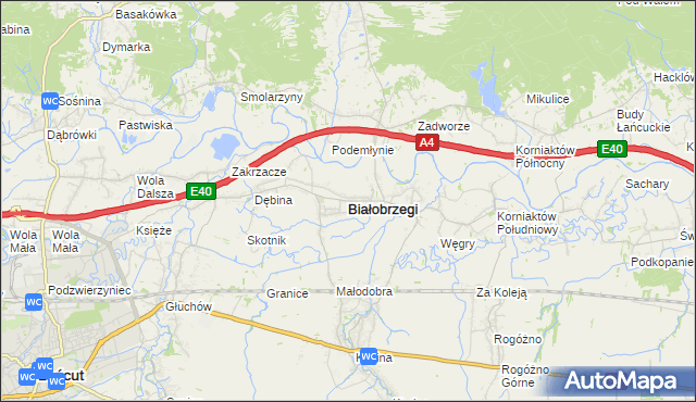 mapa Białobrzegi powiat łańcucki, Białobrzegi powiat łańcucki na mapie Targeo