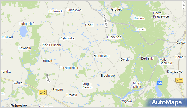 mapa Biechówko gmina Drzycim, Biechówko gmina Drzycim na mapie Targeo