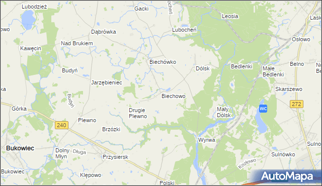 mapa Biechowo gmina Drzycim, Biechowo gmina Drzycim na mapie Targeo