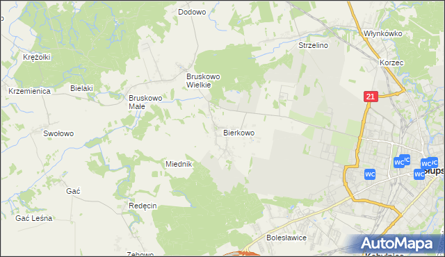 mapa Bierkowo, Bierkowo na mapie Targeo