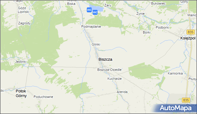 mapa Biszcza, Biszcza na mapie Targeo