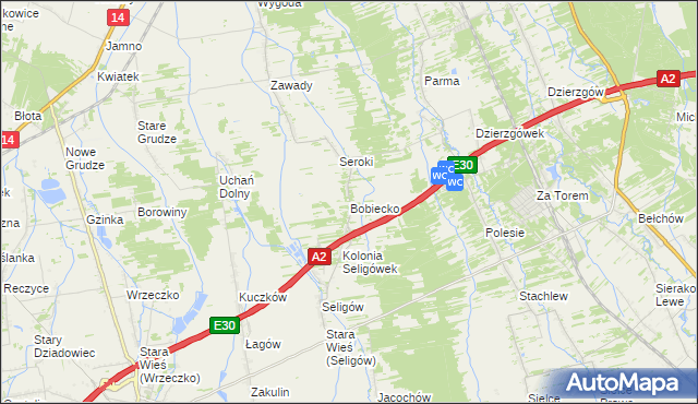 mapa Bobiecko, Bobiecko na mapie Targeo