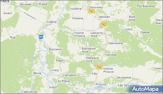 mapa Bobrowska Wola, Bobrowska Wola na mapie Targeo