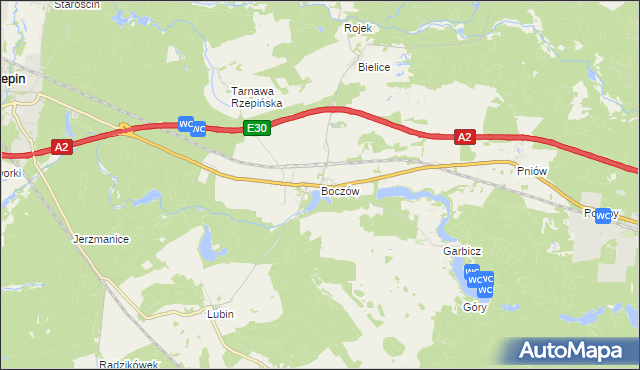 mapa Boczów gmina Torzym, Boczów gmina Torzym na mapie Targeo