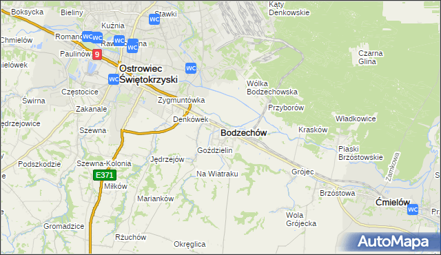 mapa Bodzechów, Bodzechów na mapie Targeo