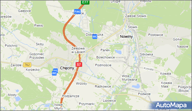 mapa Bolechowice gmina Sitkówka-Nowiny, Bolechowice gmina Sitkówka-Nowiny na mapie Targeo