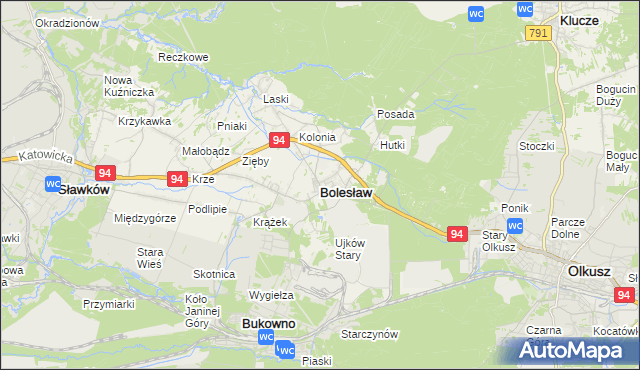 mapa Bolesław powiat olkuski, Bolesław powiat olkuski na mapie Targeo