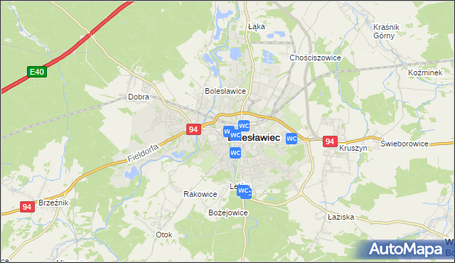 mapa Bolesławca, Bolesławiec na mapie Targeo