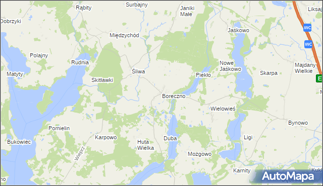 mapa Boreczno, Boreczno na mapie Targeo