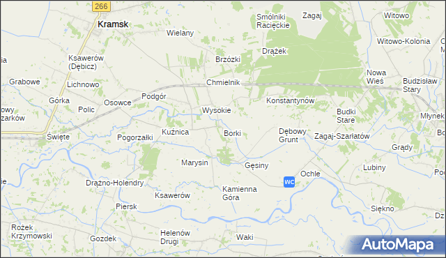 mapa Borki gmina Kramsk, Borki gmina Kramsk na mapie Targeo