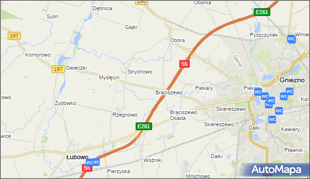 mapa Braciszewo, Braciszewo na mapie Targeo