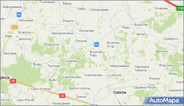 mapa Brudnów Stary, Brudnów Stary na mapie Targeo