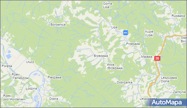 mapa Brzeżawa, Brzeżawa na mapie Targeo