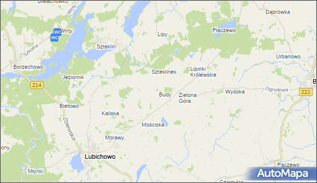 mapa Budy gmina Lubichowo, Budy gmina Lubichowo na mapie Targeo