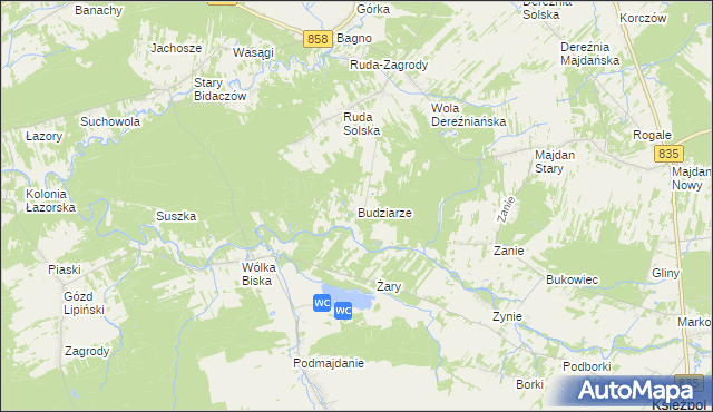 mapa Budziarze, Budziarze na mapie Targeo