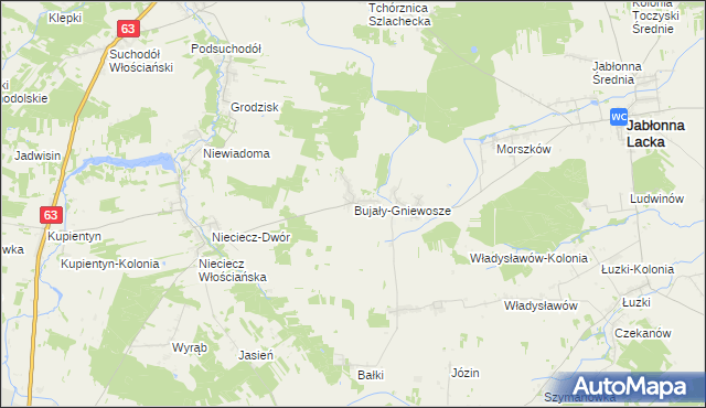 mapa Bujały-Gniewosze, Bujały-Gniewosze na mapie Targeo