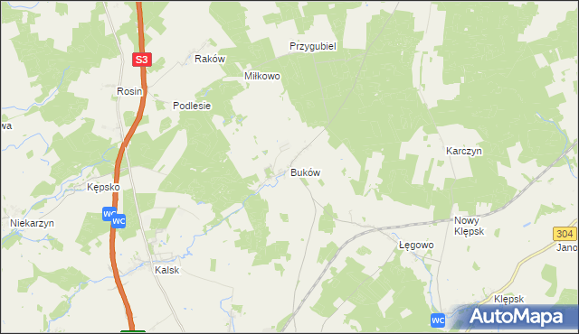 mapa Buków gmina Sulechów, Buków gmina Sulechów na mapie Targeo