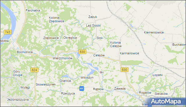 mapa Celejów gmina Wąwolnica, Celejów gmina Wąwolnica na mapie Targeo