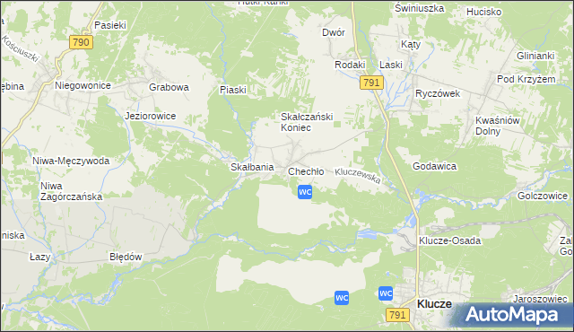 mapa Chechło gmina Klucze, Chechło gmina Klucze na mapie Targeo