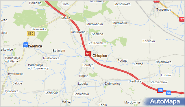 mapa Chłopice, Chłopice na mapie Targeo