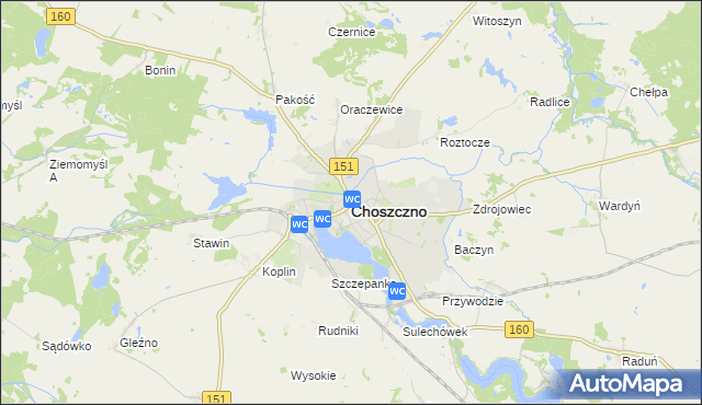 mapa Choszczno, Choszczno na mapie Targeo