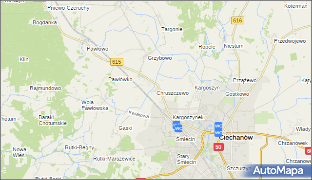 mapa Chruszczewo, Chruszczewo na mapie Targeo