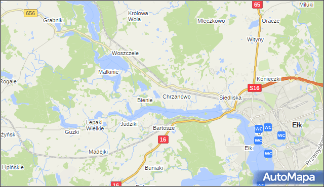 mapa Chrzanowo gmina Ełk, Chrzanowo gmina Ełk na mapie Targeo