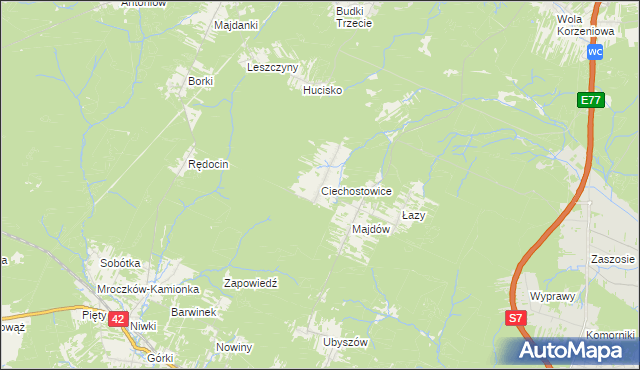 mapa Ciechostowice, Ciechostowice na mapie Targeo