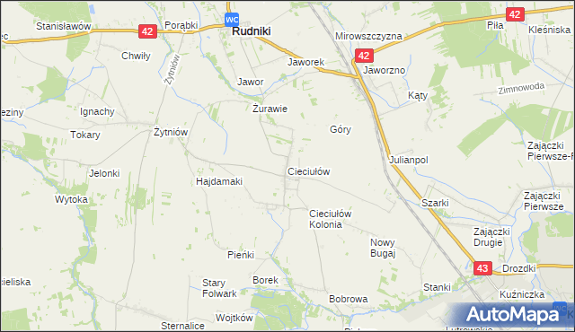 mapa Cieciułów, Cieciułów na mapie Targeo