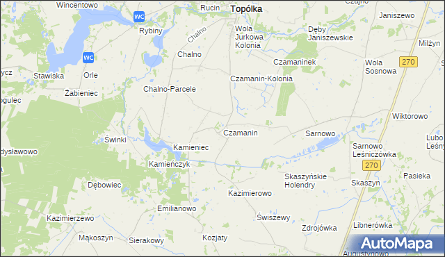 mapa Czamanin, Czamanin na mapie Targeo