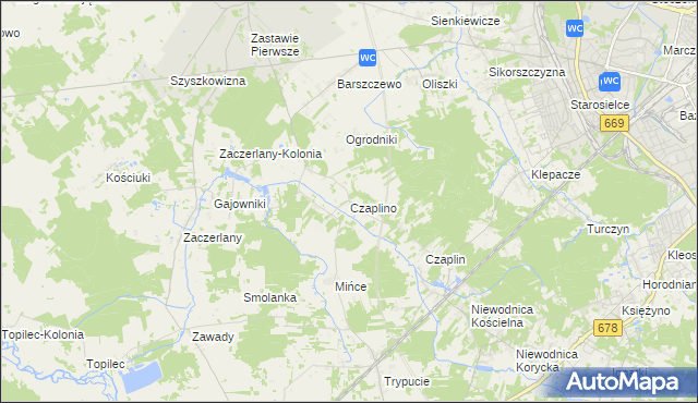 mapa Czaplino gmina Choroszcz, Czaplino gmina Choroszcz na mapie Targeo