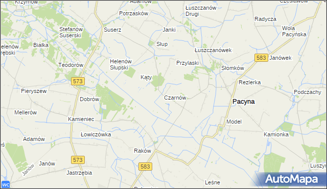 mapa Czarnów gmina Pacyna, Czarnów gmina Pacyna na mapie Targeo
