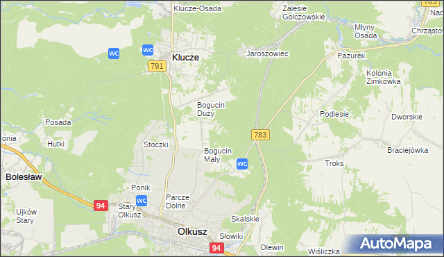 mapa Czarny Las gmina Olkusz, Czarny Las gmina Olkusz na mapie Targeo