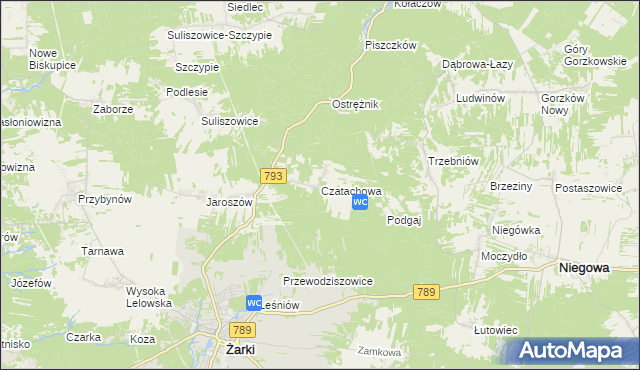 mapa Czatachowa, Czatachowa na mapie Targeo